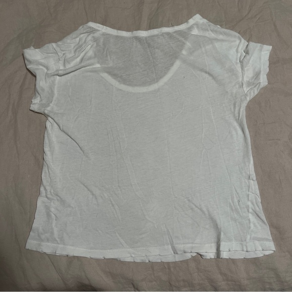 Distressed White Scoop Neck Tee | Size Small - Picture 3 of 9